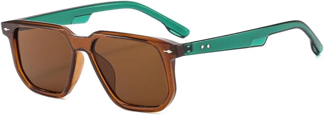 

Солнцезащитные очки для мужчин и женщин - защита UV400 - заклепки, зеленый леопардовый принт, цветные линзы, для занятий спортом на открытом воздухе и вождения DSVIGF, Tea Green