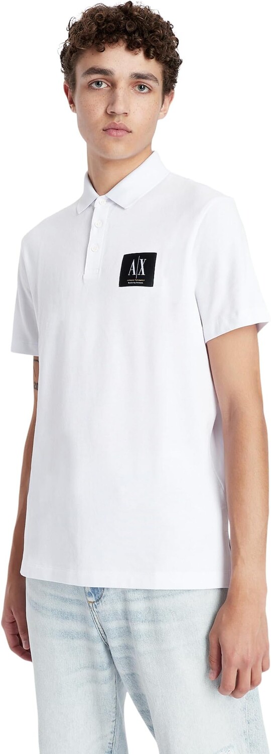 

Рубашка-поло Basics By Armani Logo Patch Polo Armani Exchange, белый