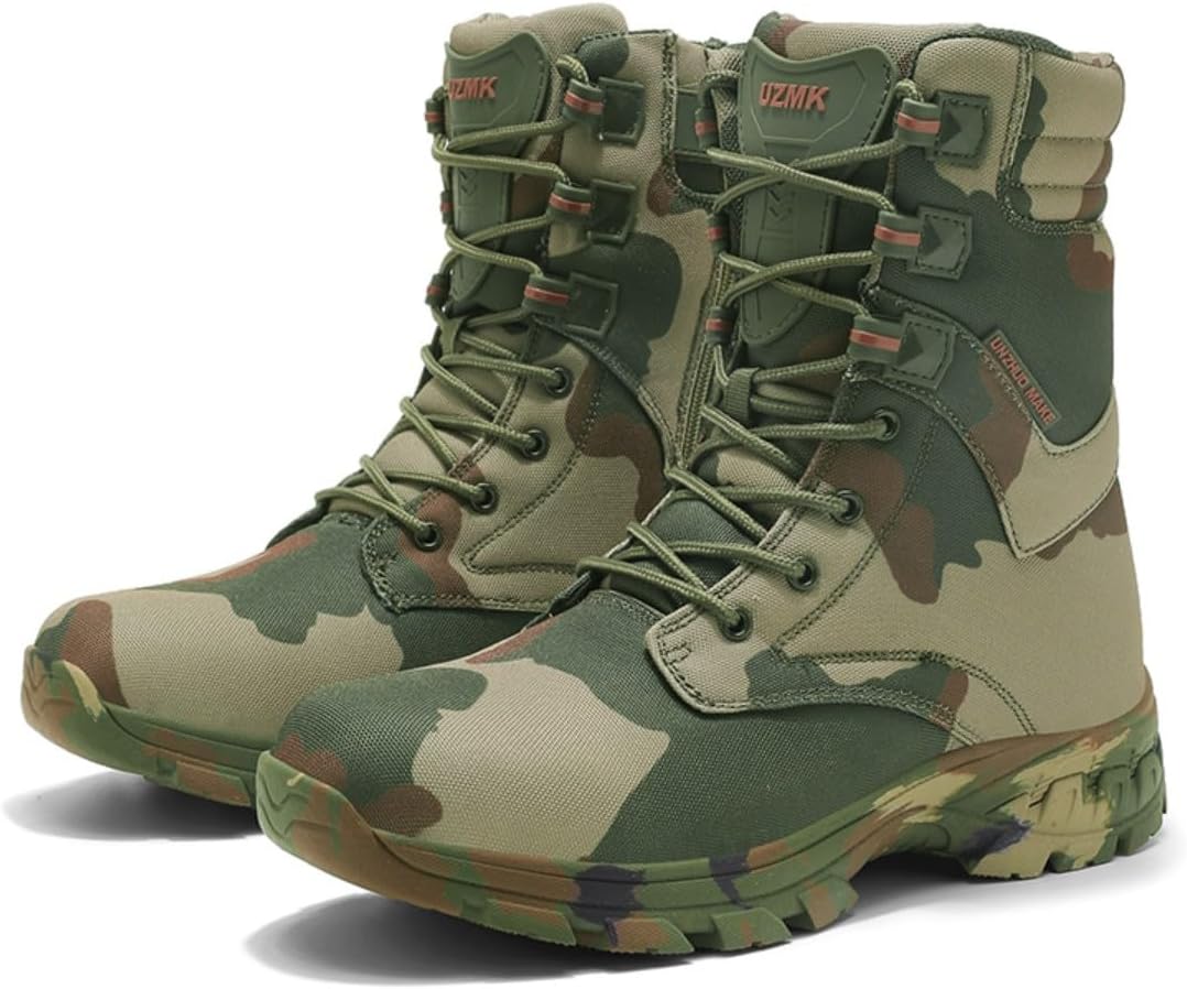 

Мужские легкие тактические боевые ботинки Adornosbt с боковой молнией и противоскользящей подошвой, зеленый