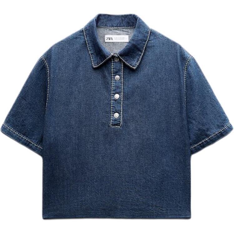 

Рубашка поло женская синяя Zara