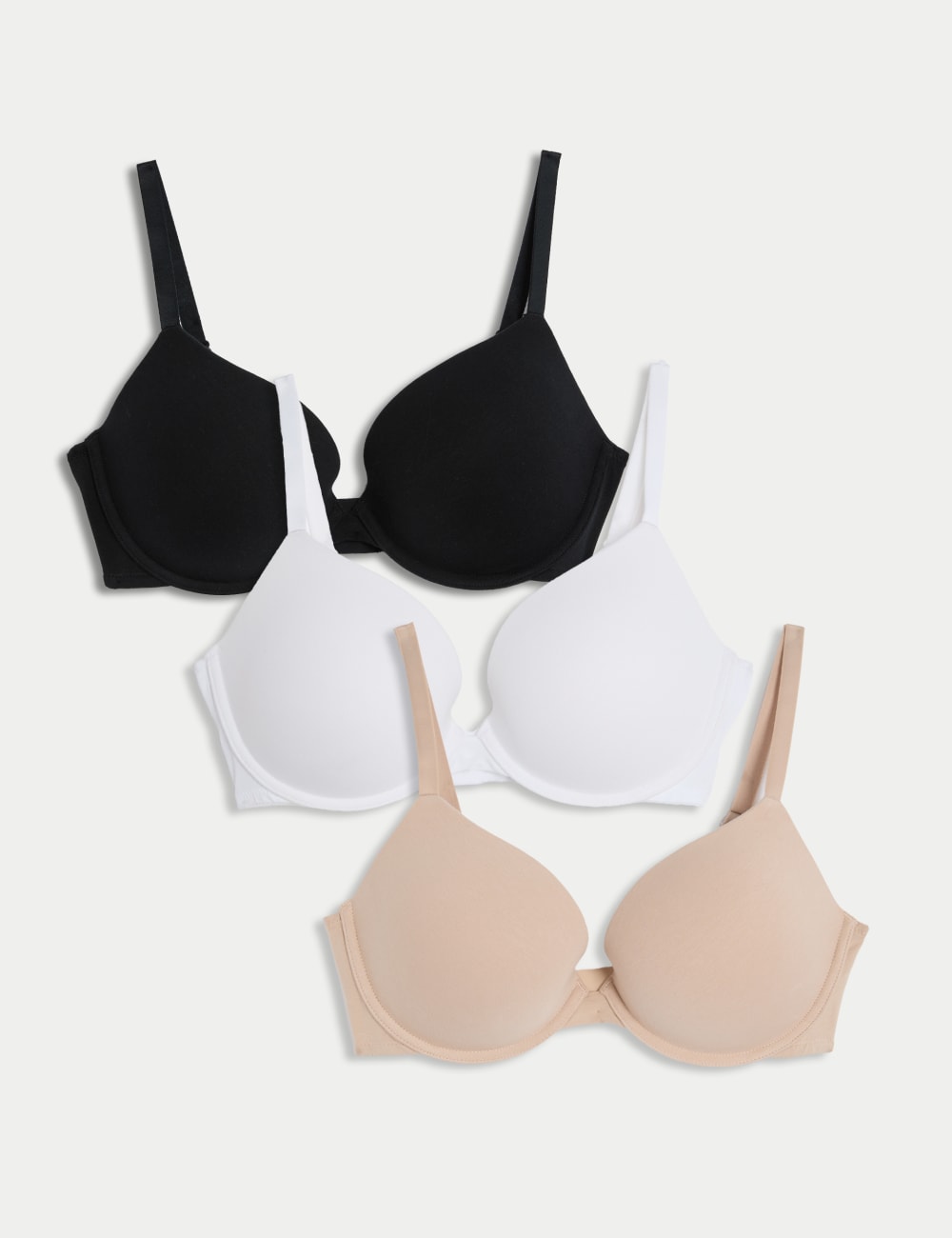 

3-х парный хлопковый бюстгальтер Push-Up на косточках AE Marks & Spencer, цвет Opaline mix