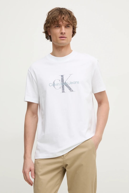 

Хлопковая футболка Calvin Klein Jeans, бежевый