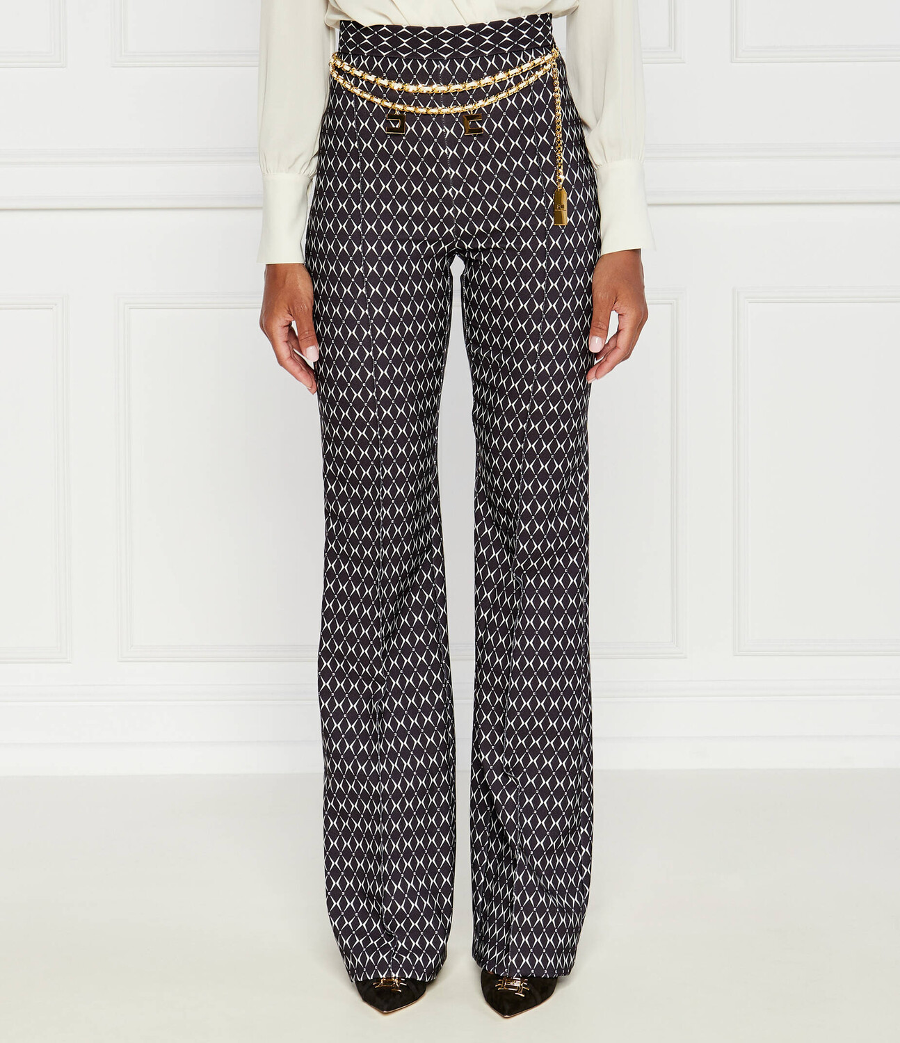 

Брюки Elisabetta Franchi Slim Fit high waist, черный
