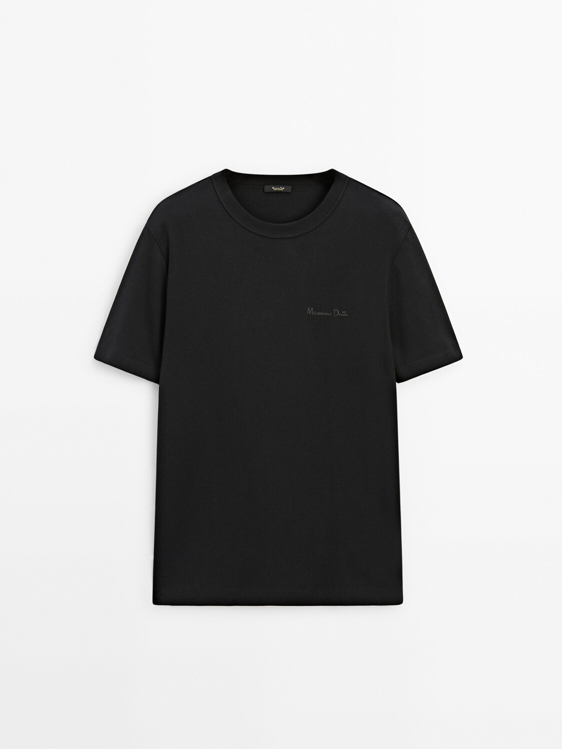 

Хлопковая футболка с короткими рукавами Massimo Dutti, черный