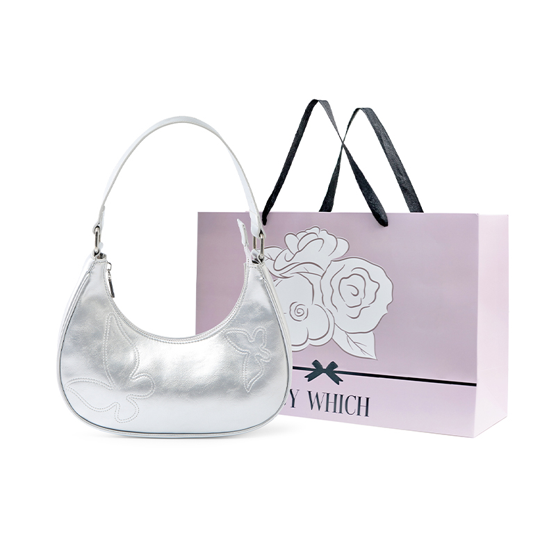 

Bywhich Женская сумка через плечо серебристая, Silver-Moonlit Camellia Shopping Bag