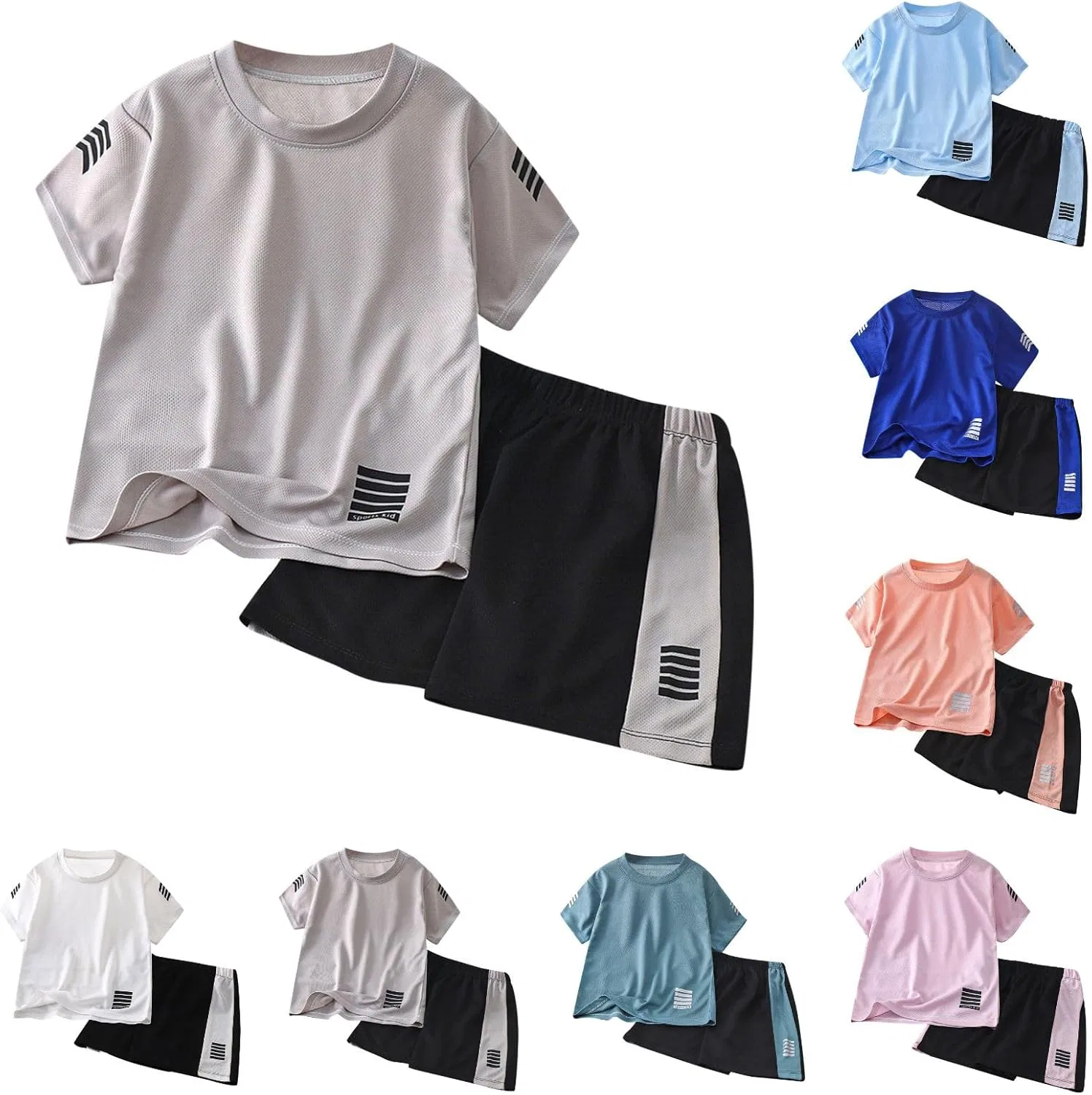 Детский спортивный костюм из сетки, бренд Generic, серый