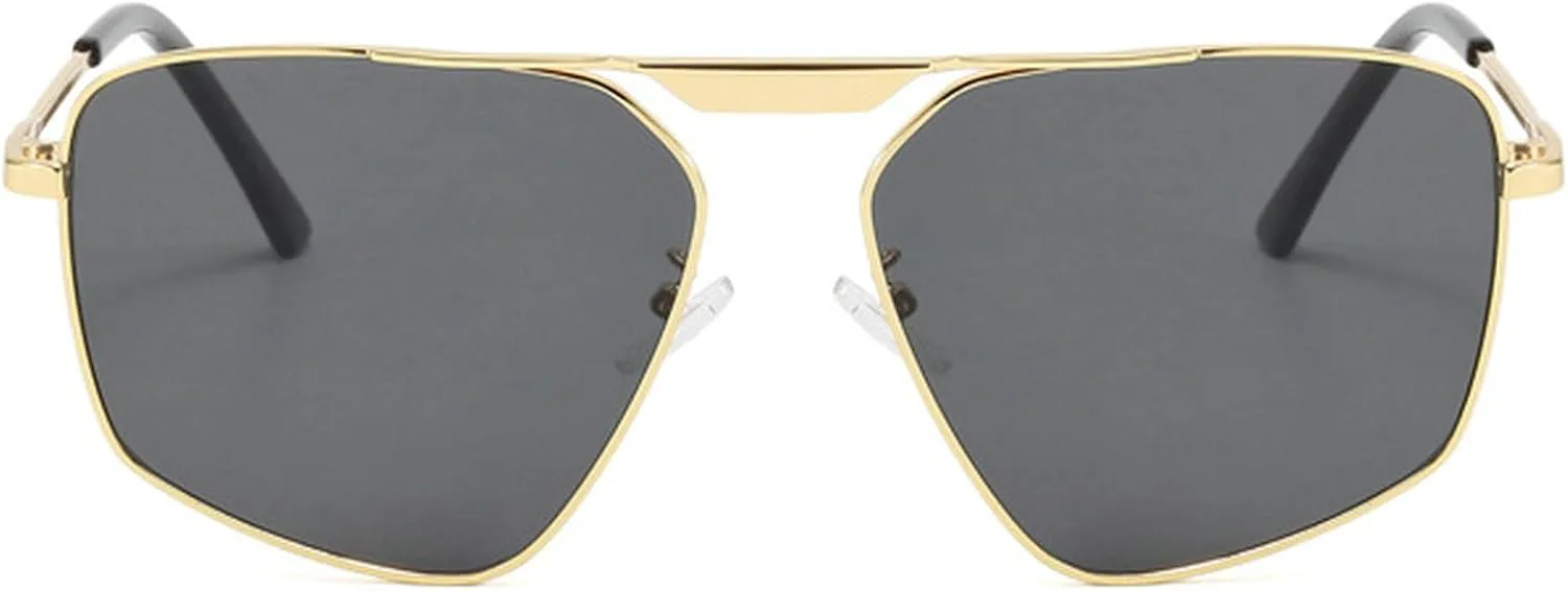 

Ретро металлические многоугольные квадратные солнцезащитные очки для женщин, модные очки цвета шампанского, солнцезащитные очки UV400 для мужчин mincl, C3