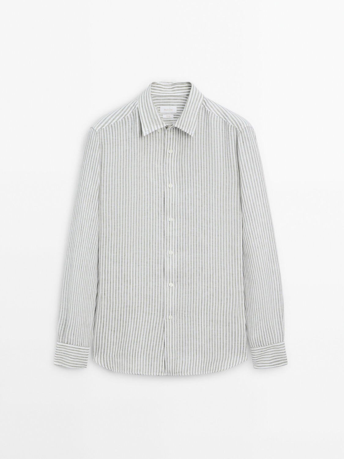 

рубашка в полоску из 100% льна Massimo Dutti, зелеый