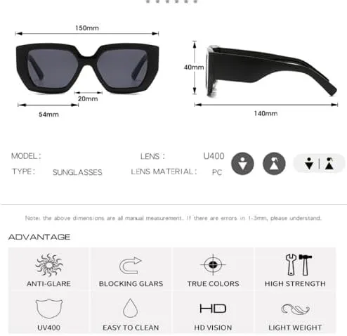 

Солнцезащитные очки в стиле стимпанк квадратной формы для женщин и мужчин, разноцветные, модные, большие, с защитой от УФ-излучения UV400 MTZJH, C1black-black