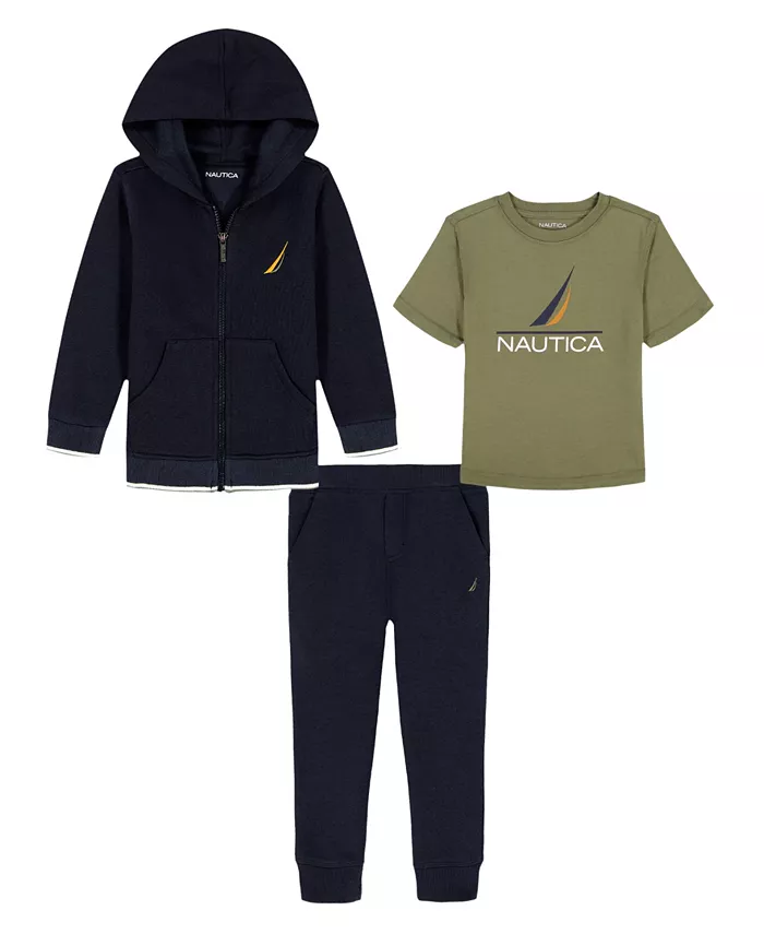 

2T-7 комплект из 3 предметов: футболка, худи и джоггеры Nautica, мультиколор