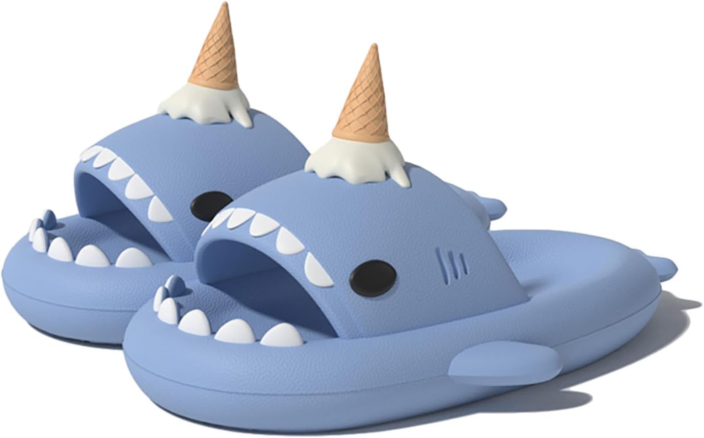 

Сандалии Zureto Ice Cream Shark, с 3D-забавными плавниками в виде мороженого, унисекс, облачные сандалии-акулы из ЭВА для пляжа, синий