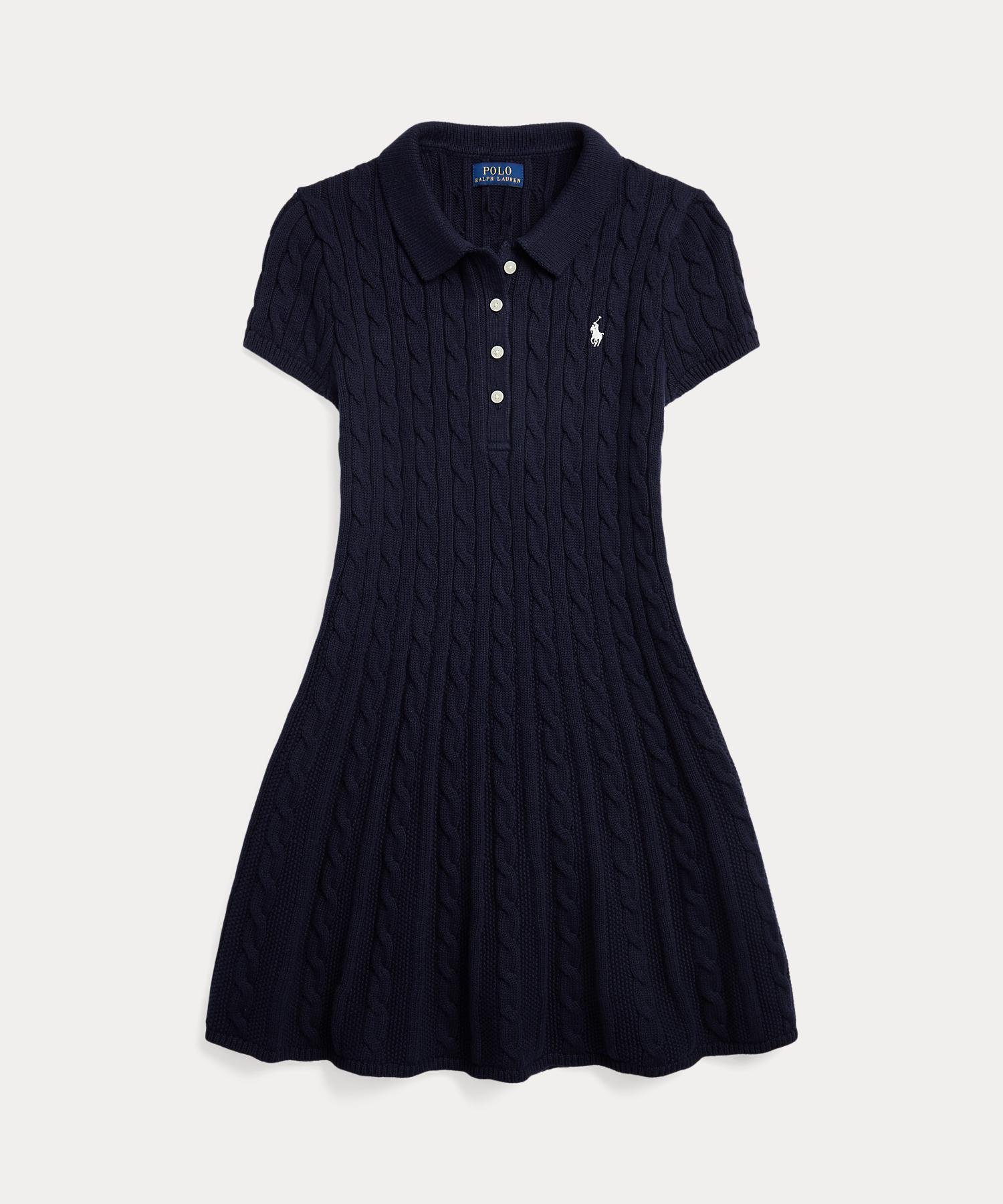 (Девочки 7-16 лет) Хлопковое платье-поло крупной вязки Polo Ralph Lauren, 410 Navy