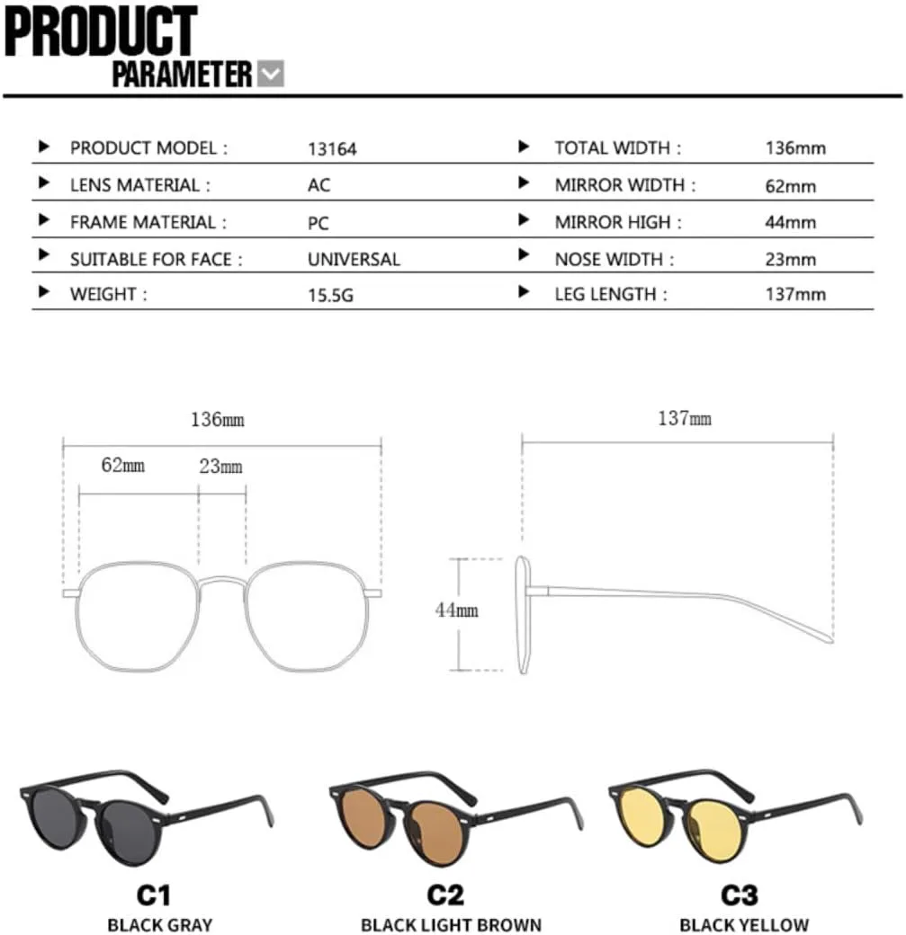 

Винтажные маленькие круглые солнцезащитные очки для женщин и мужчин для активного отдыха с защитой от УФ-излучения UV400 (как на картинке) UATXTAU, As the Picture
