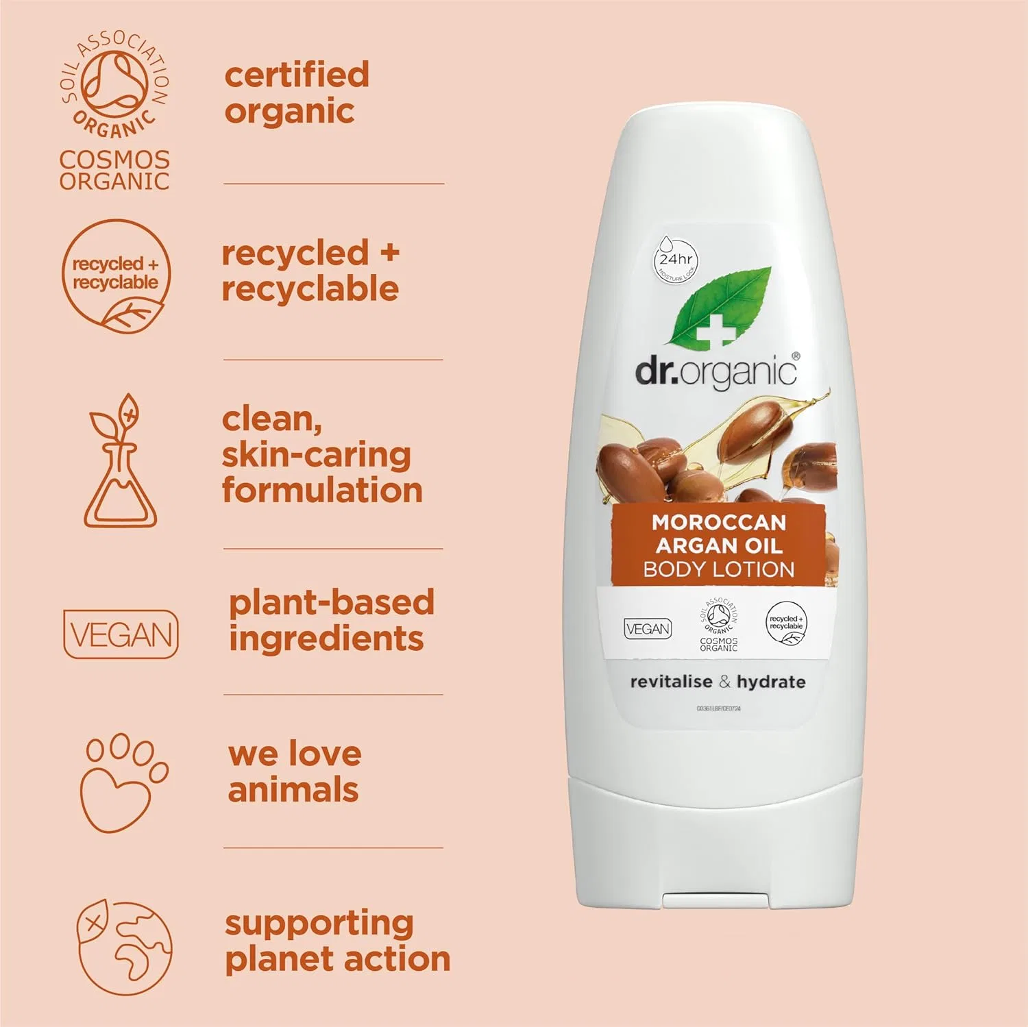 Увлажняющий лосьон Dr Organic с марокканским аргановым маслом, 200 мл Dr. Organic — фото 4
