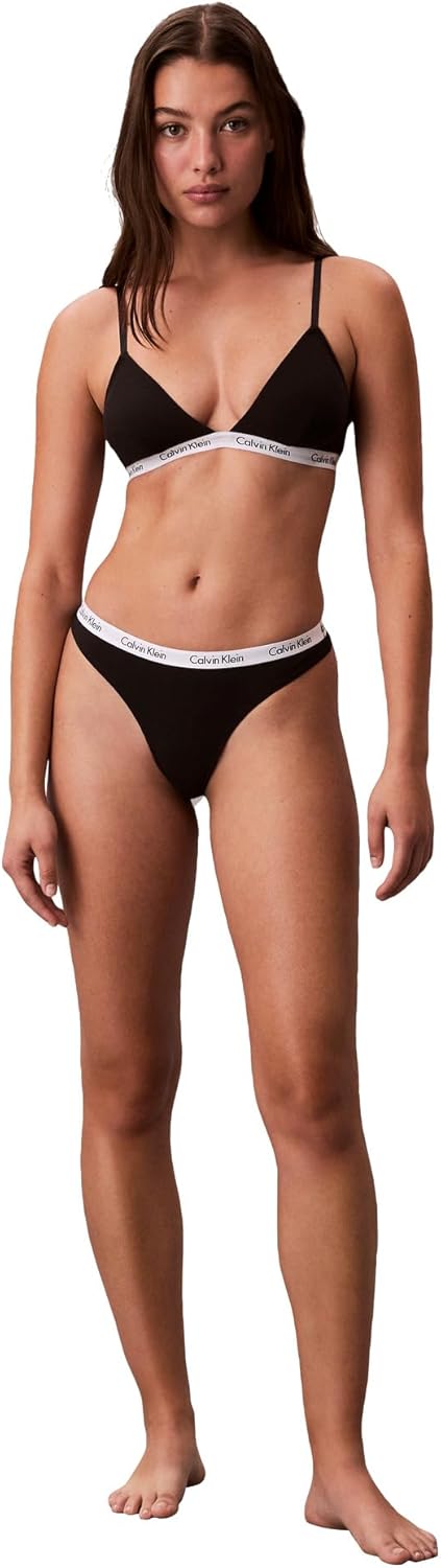 Женские трусики-стринги Calvin Klein Carousel Logo из хлопка и эластичного хлопка, 3 шт., Black/Cedar/White With Ck Hearts — фото 2