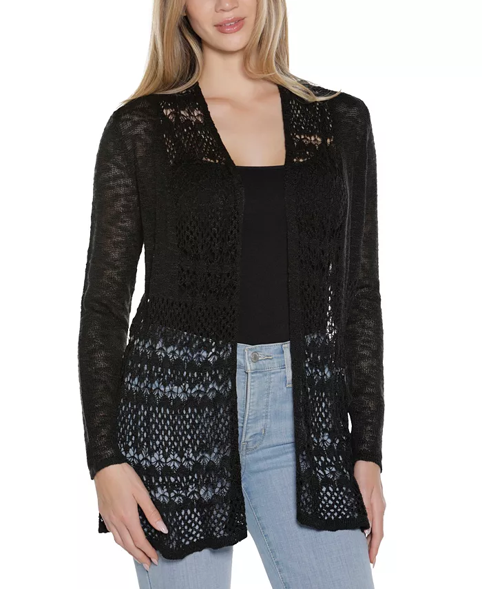 

Женский кардиган-свитер с открытой передней частью и ажурной отделкой Belldini, черный