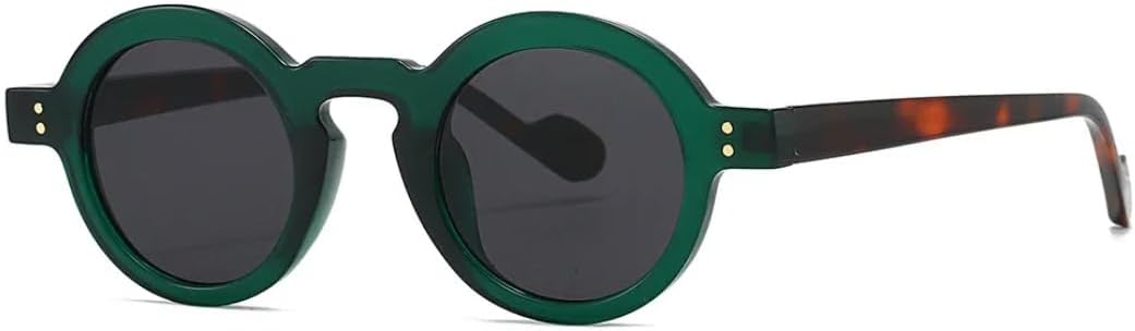 

Солнцезащитные очки в стиле панк с круглой оправой, маленькие, для женщин и мужчин, роскошные, винтажные, с заклепками, защита от УФ-излучения UV400 VFDHN, Green Black