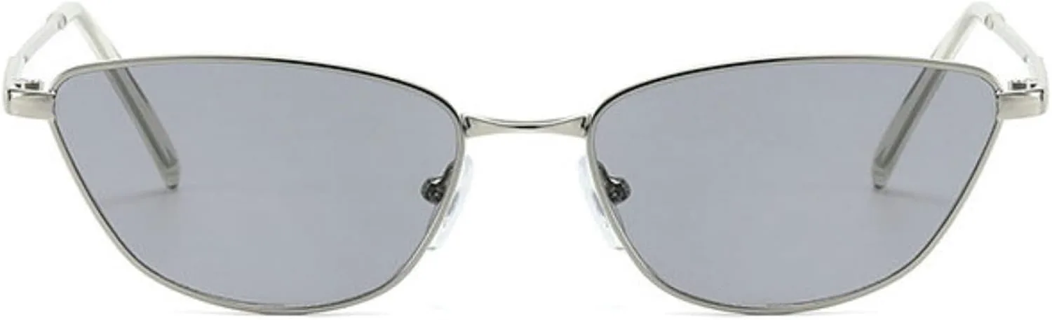 

Солнцезащитные очки Willochra Fashion Y2K «кошачий глаз» для женщин, модные, с нестандартной маленькой металлической оправой, защита от ультрафиолета UV400, C4