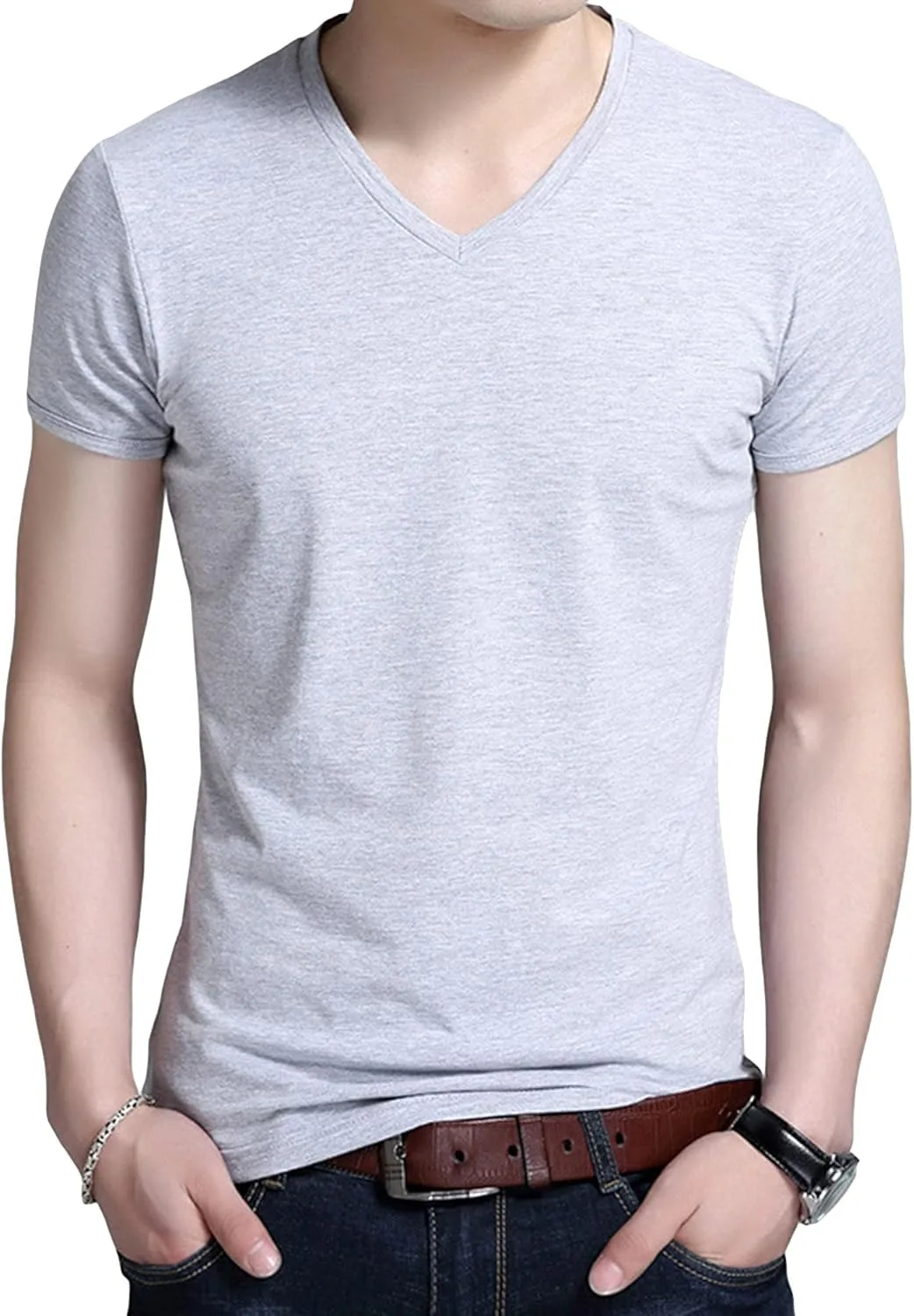 Футболка мужская V-образный вырез хлопок для тренировок