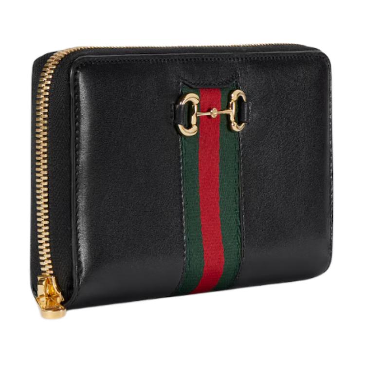 GUCCI Кожаный кошелек с подковой для женщин Black — фото 2