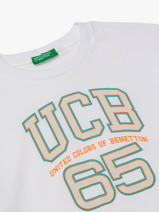 Детская футболка с круглым вырезом Benetton, White — фото 3