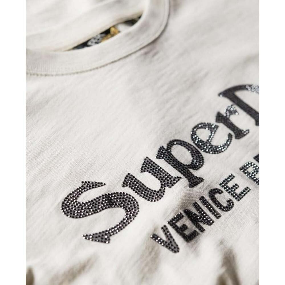 Футболка с коротким рукавом Superdry Metallic Venue Relaxed, бежевый — фото 4