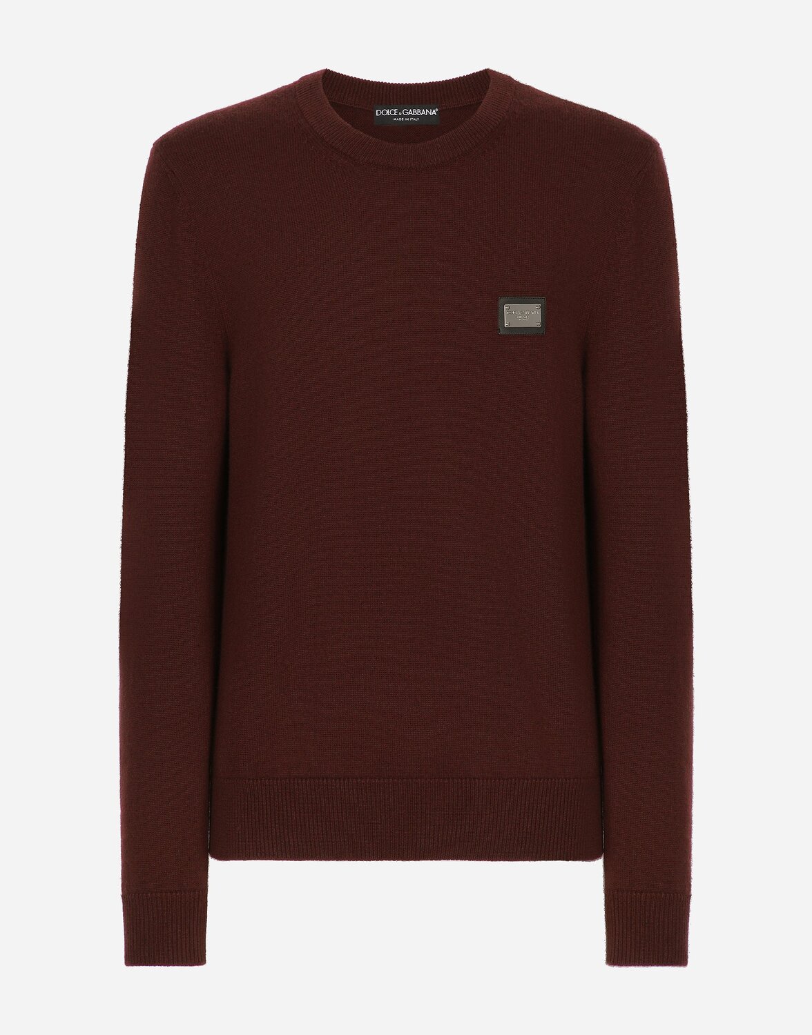 

Шерстяной и кашемировый джемпер с круглым вырезом Dolce & Gabbana, бордовый