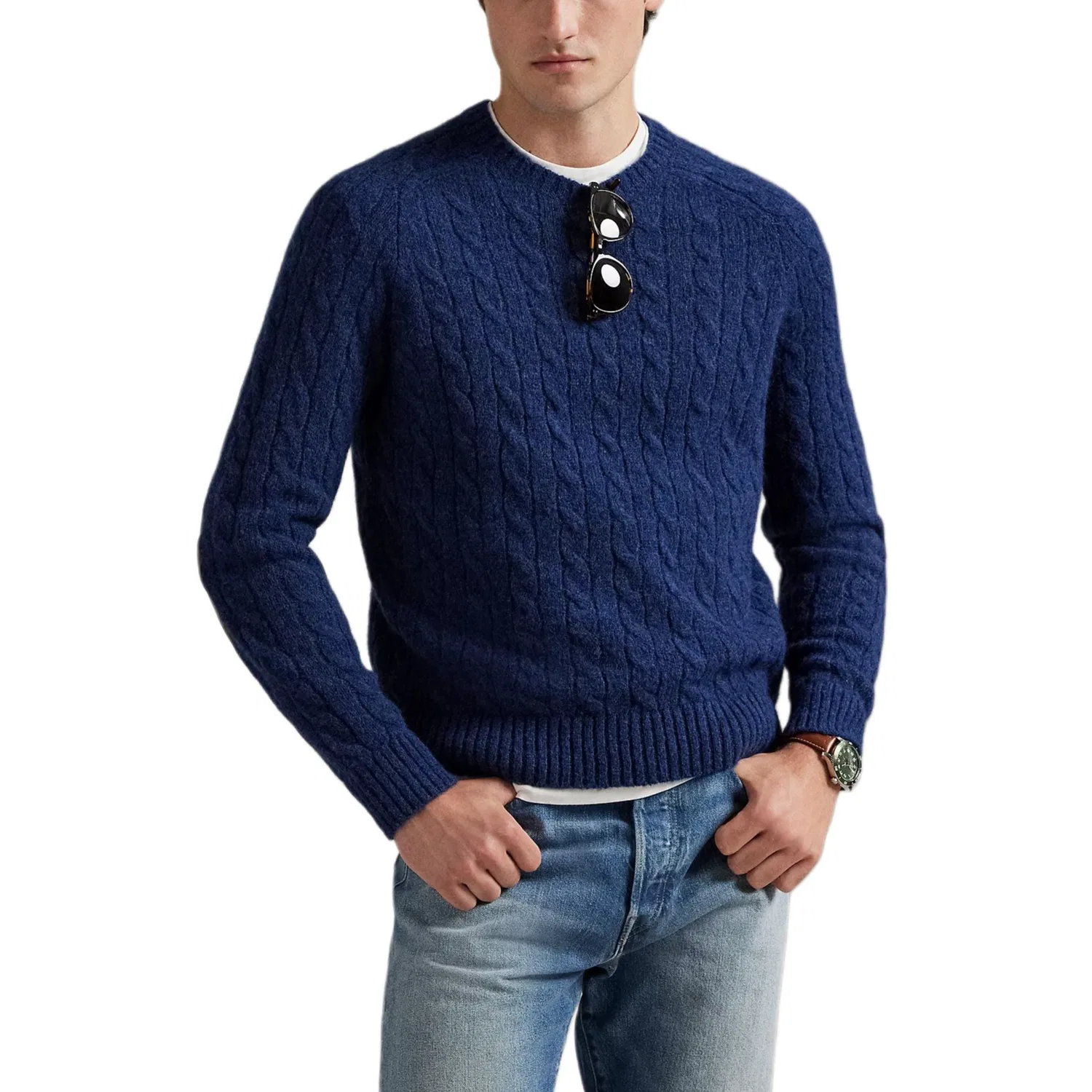 Свитер с круглым вырезом Saddle Polo Ralph Lauren, Midnight Marine Blue — фото 3
