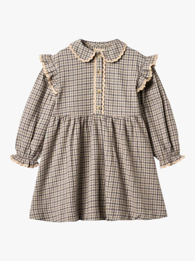 

Детское платье с длинными рукавами из органического хлопка в клетку WHEAT, Blue/Multi