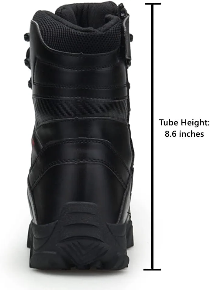 

Мужские походные ботинки BORAMAX Stealth Force водонепроницаемые черные тактические ботинки, мужские кожаные ботинки с боковой молнией для военных, боевых и пустынных условий, черный