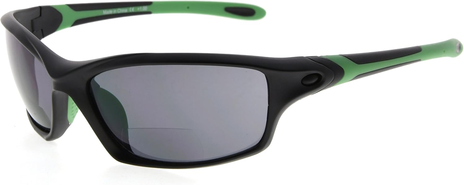 

Спортивные бифокальные солнцезащитные очки Eyekepper TR90 для бейсбола, бега, рыбалки, вождения, гольфа, софтбола, походов, чтения под солнцем, Sg903 Black Frame/Green Arm