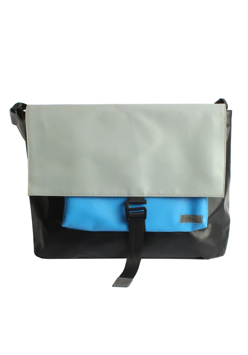 

Сумка для ноутбука 7clouds "Tego 7.4", из брезента, цвет Black-Grey-Lightblue
