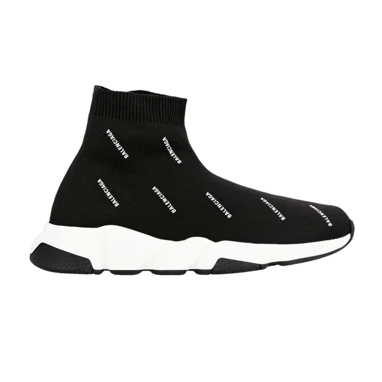 

Кроссовки Balenciaga Speed Trainer Kids All Over Print - Black White, черный