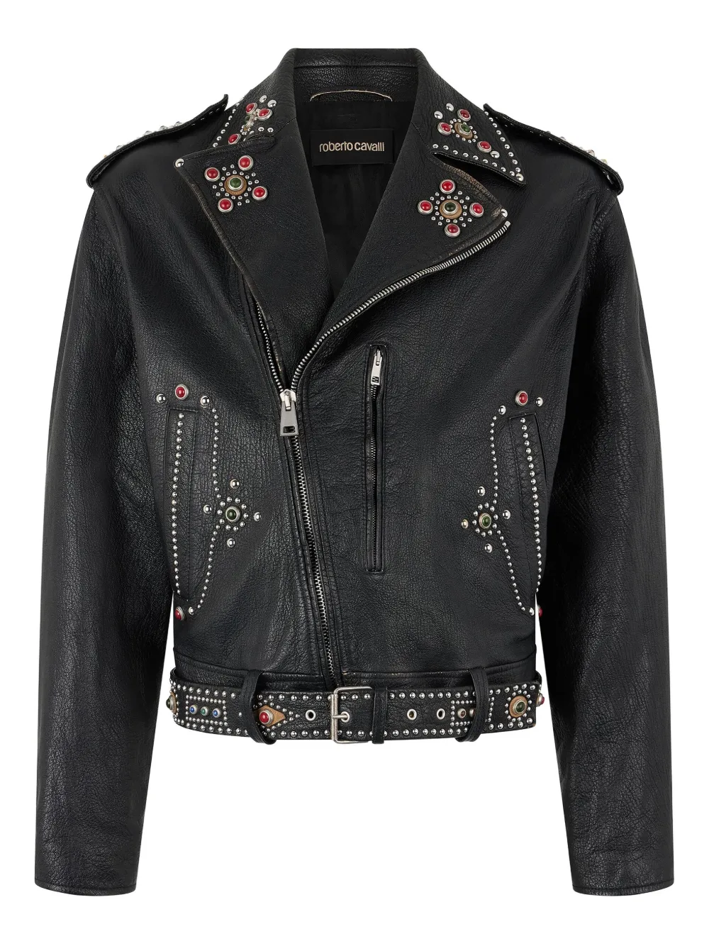 

Байкерская куртка с заклепками Roberto Cavalli, черный
