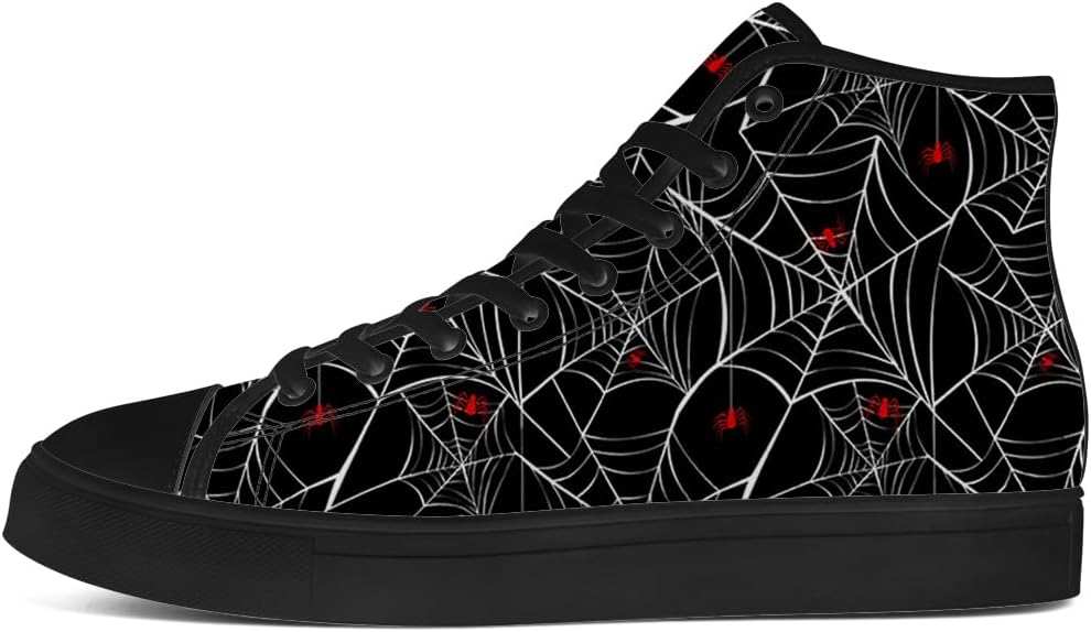 Кеды на высокой платформе chebing Spider Web из холщовой ткани для мужчин и женщин, высокие кроссовки на шнуровке, повседневная обувь, подарок для парня или девушки, красный — фото 3