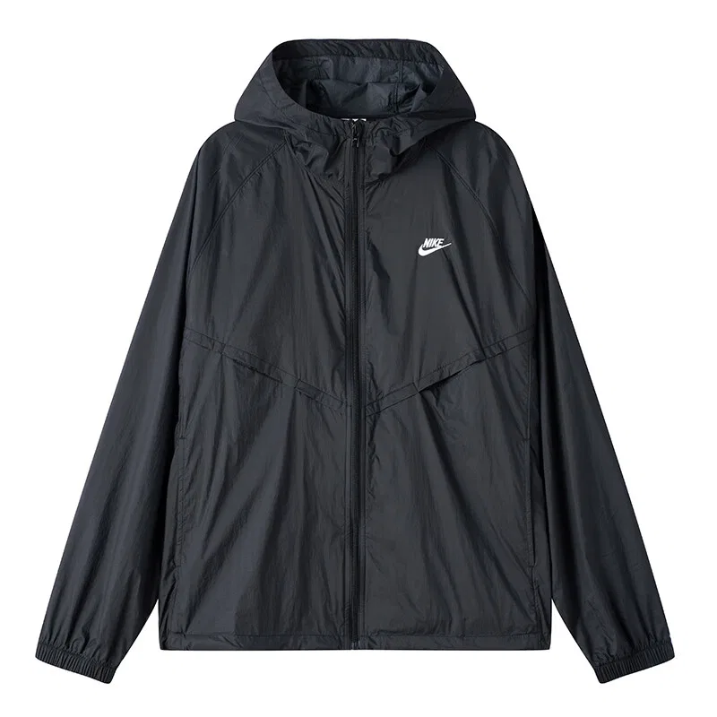 Куртка WINDRUNNER мужская, черно-белая, с капюшоном Nike, Black/White