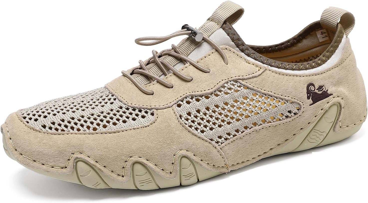 

Мужские походные кроссовки дышащие, кожаные с сеткой, спортивные для ходьбы и повседневной носки, для трекинга по тропам Qacksv, хаки