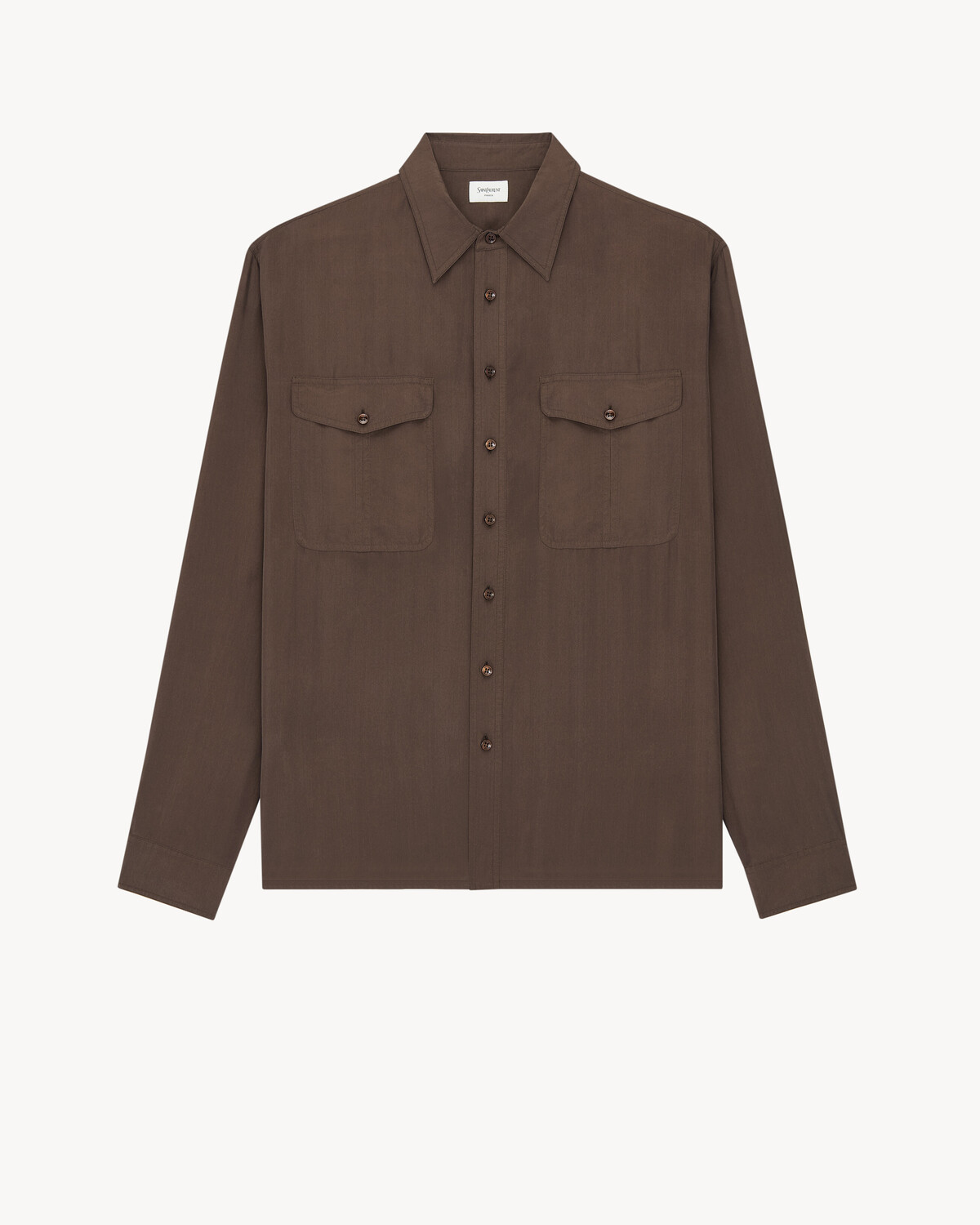 

Рубашка из шелкового хаботай Saint Laurent, коричневый