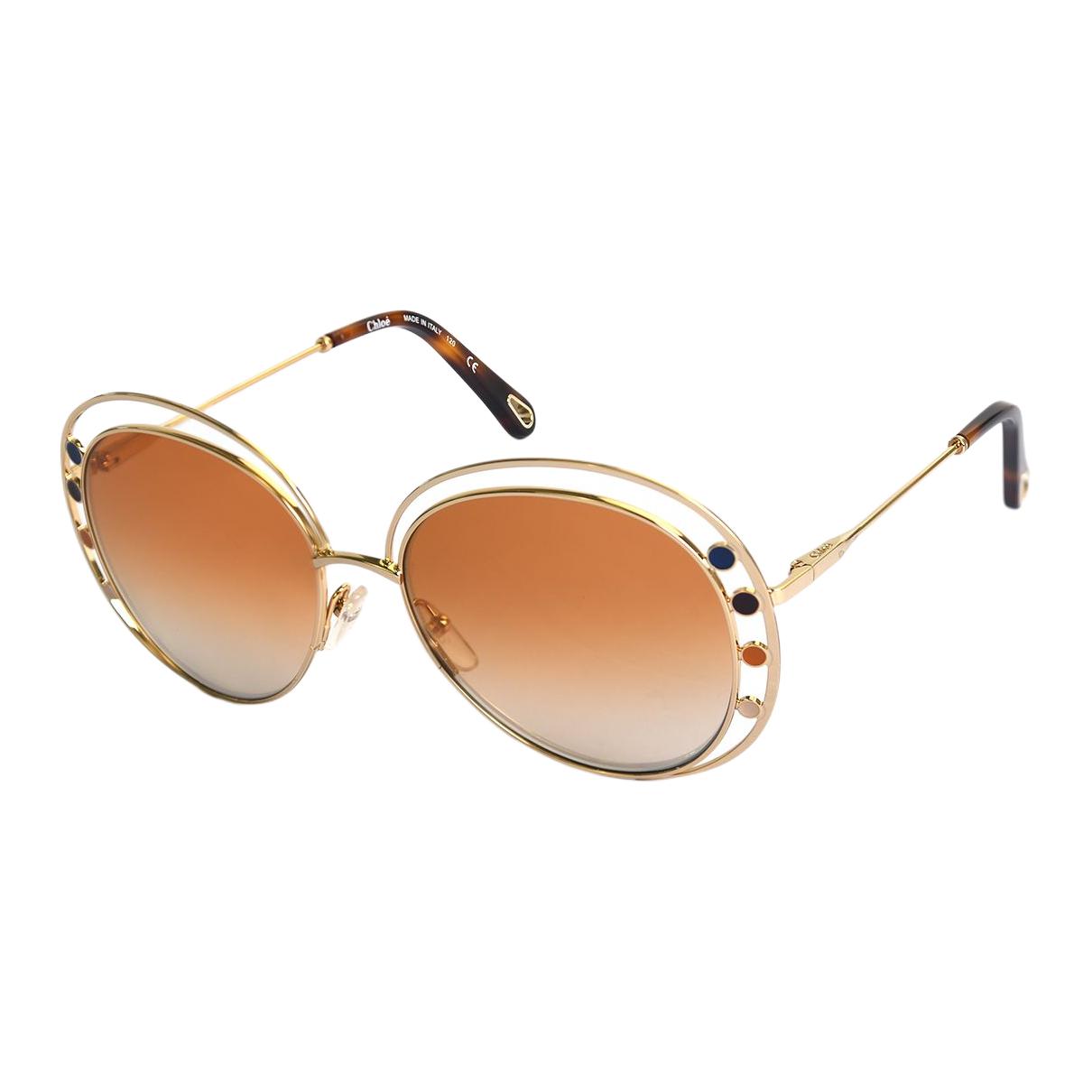 

Chloé Chloe Metal Irregular Shape Sunglasses Unisex Gold/Tortoiseshell