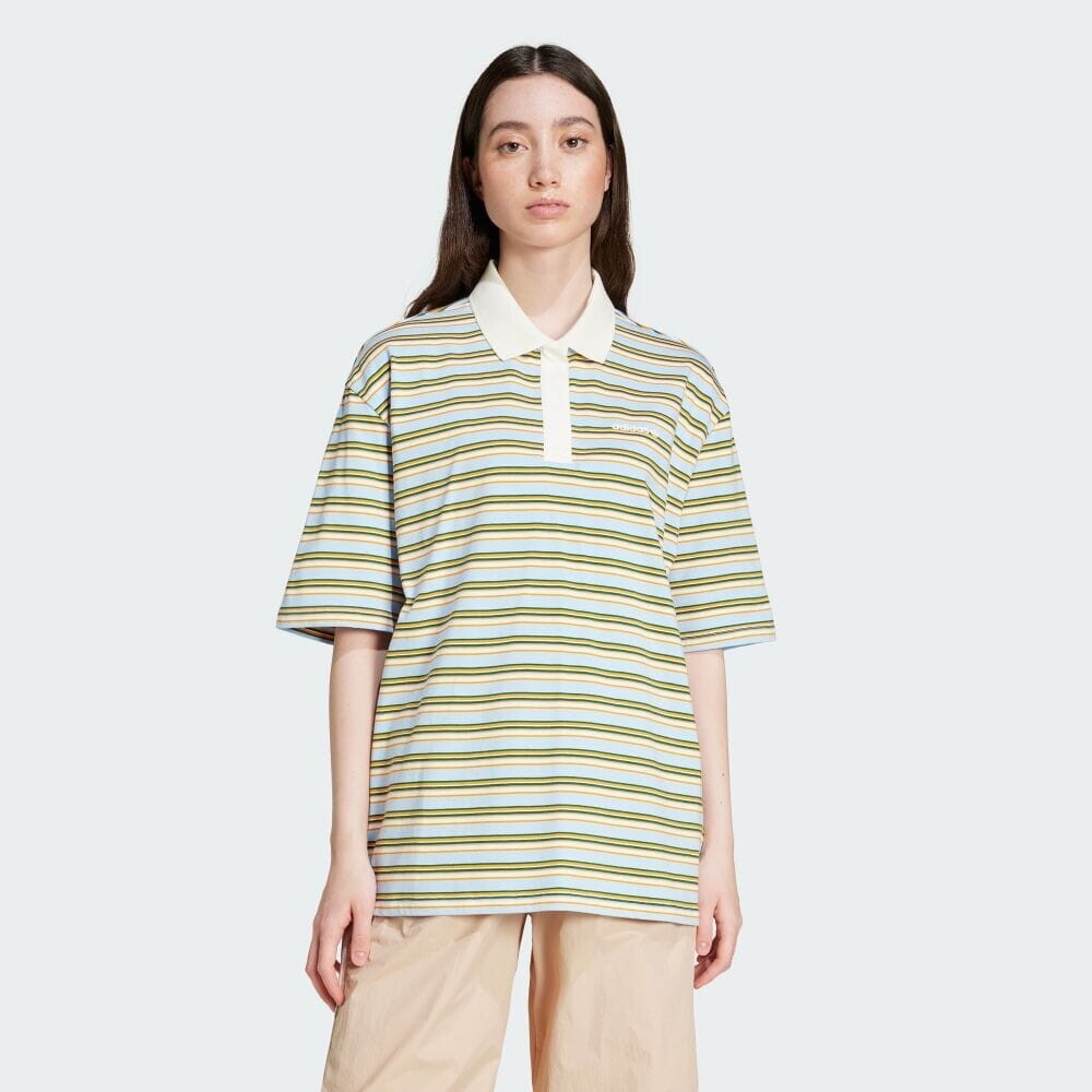 

Поло Adidas '80S Oversized Striped Polo Shirt, цвет Multicolor/Clear Sky