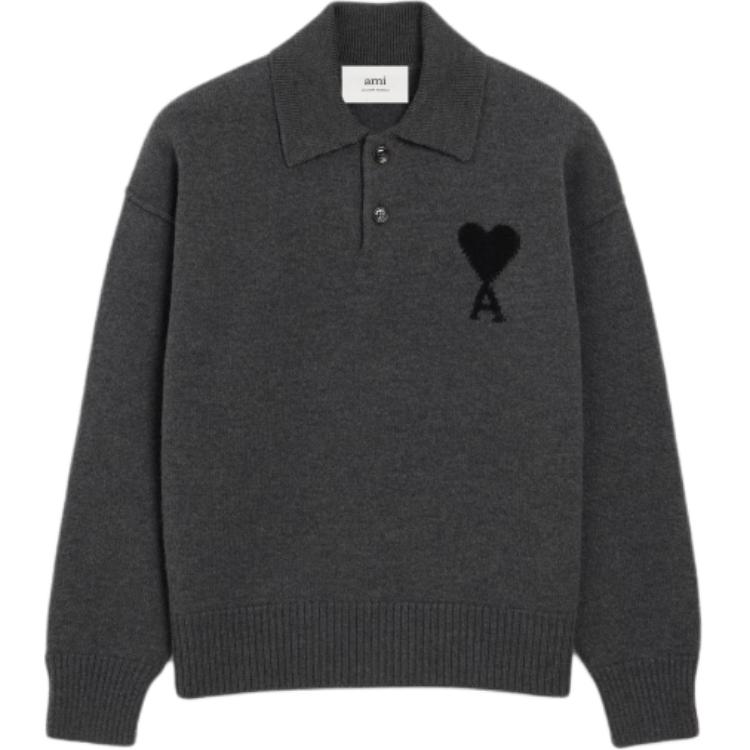 

Ami Paris Ami De Coeur шерстяная поло AMIPARIS, серый/черный