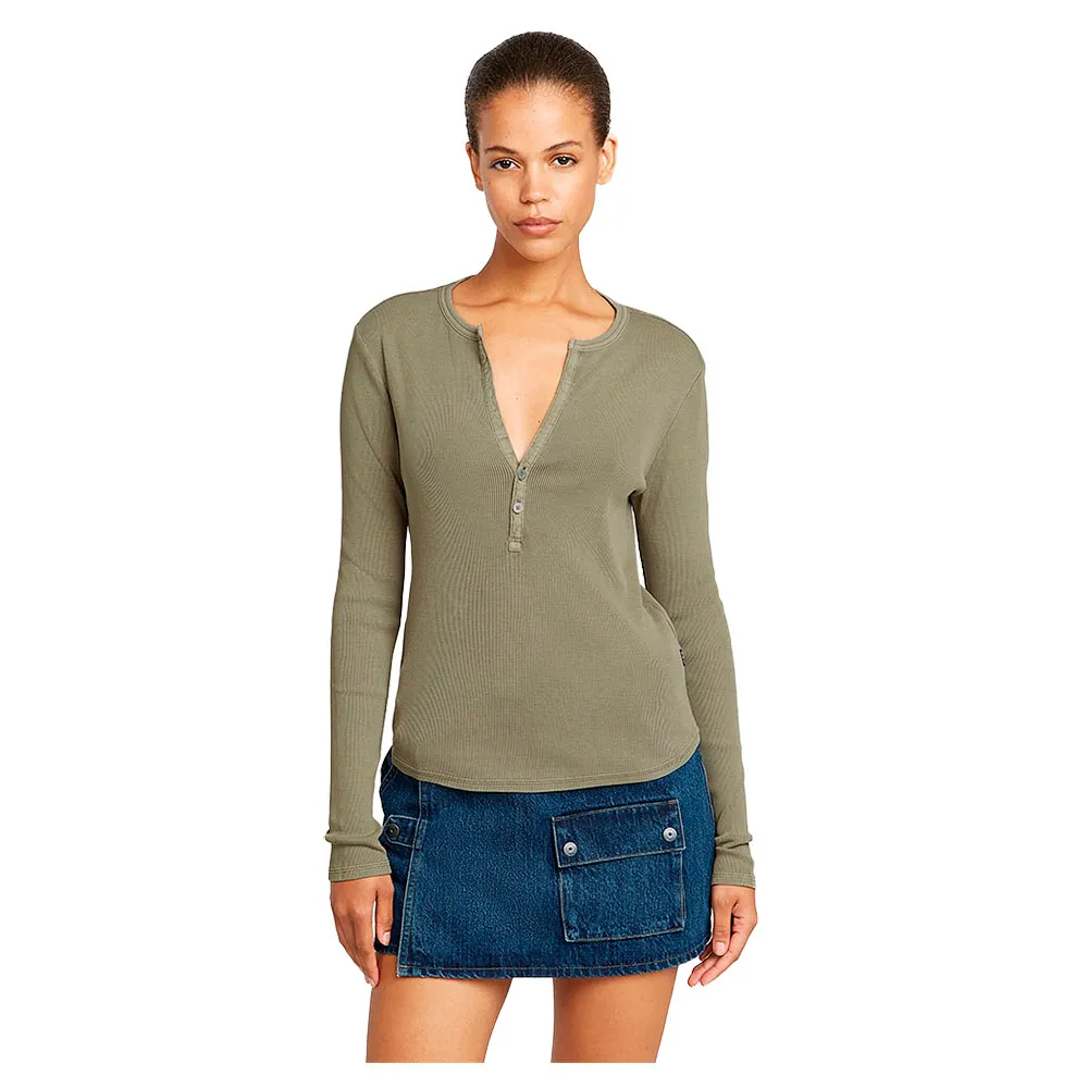 

Футболка G-Star Deep Slim Long Sleeve V Neck, зеленый