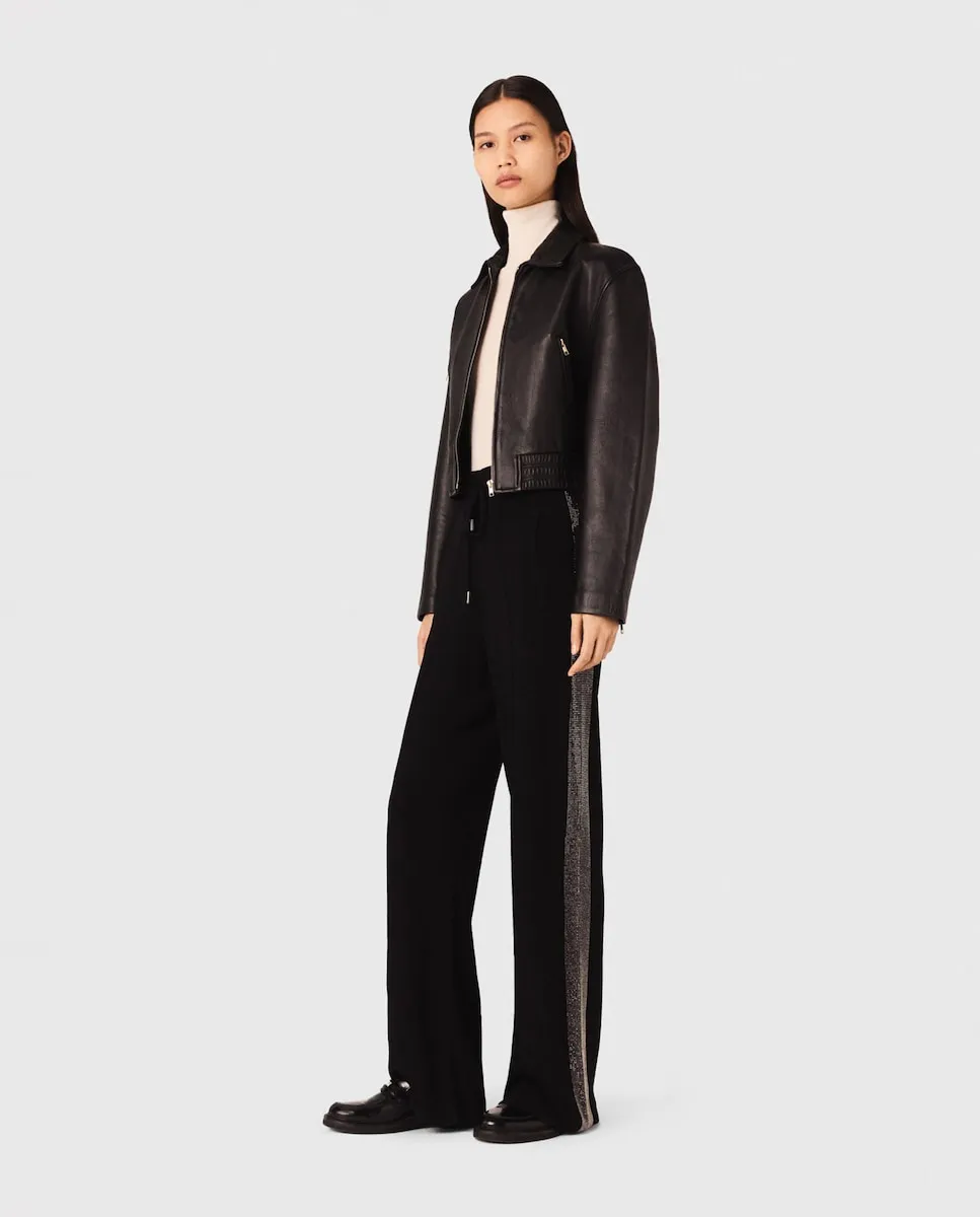 

Женские брюки с полоской из страз Maje, черный