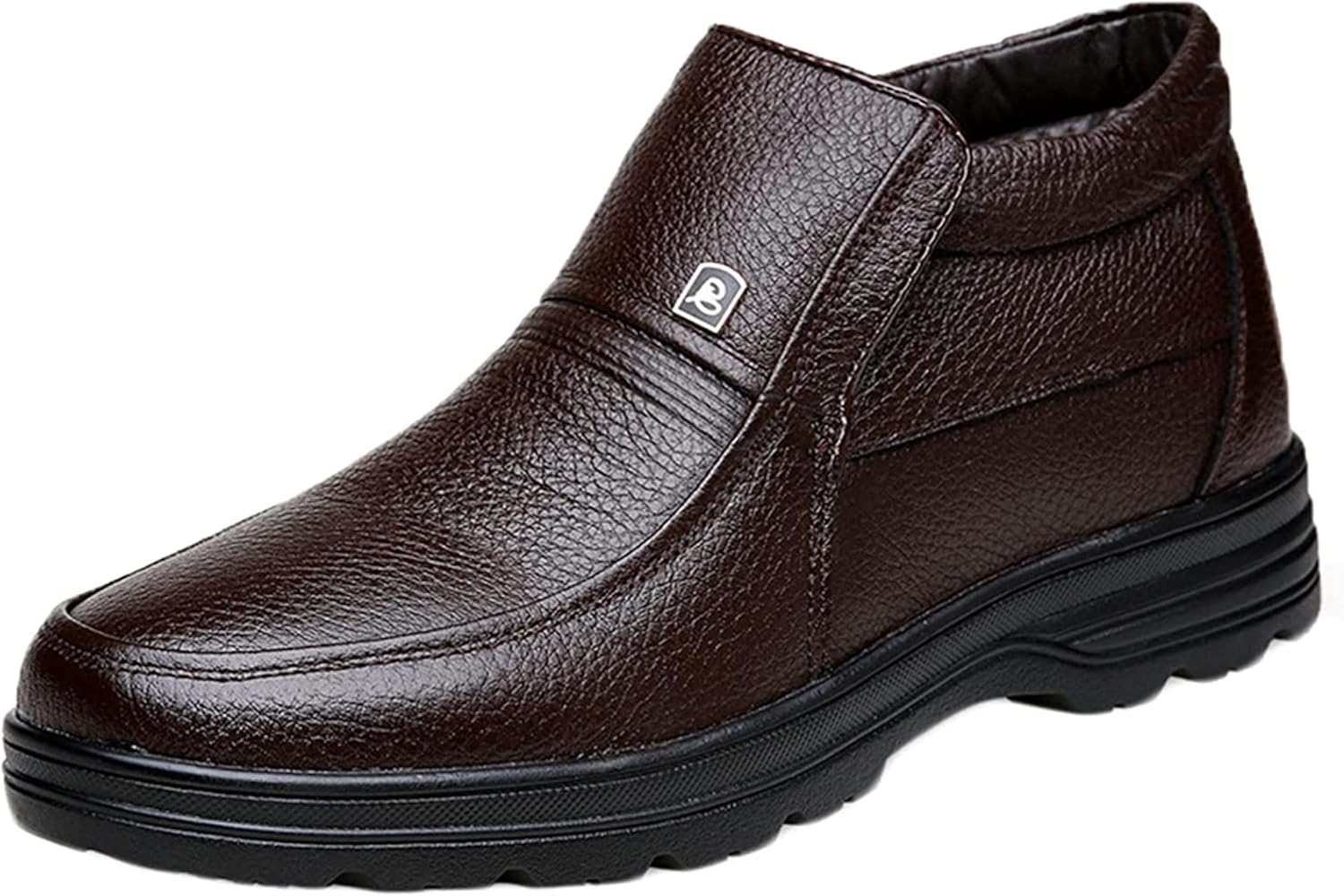 

Мужские короткие зимние ботинки Yiozoi, высокие кожаные ботинки для активного отдыха, ветрозащитные, повседневные рабочие ботинки до щиколотки с нескользящей подошвой, коричневый