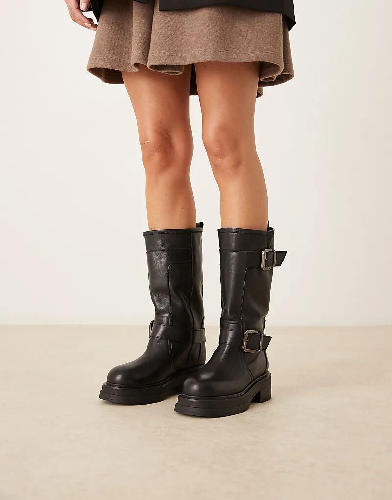 Черные кожаные сапоги Cohen с пряжками от ASOS DESIGN
