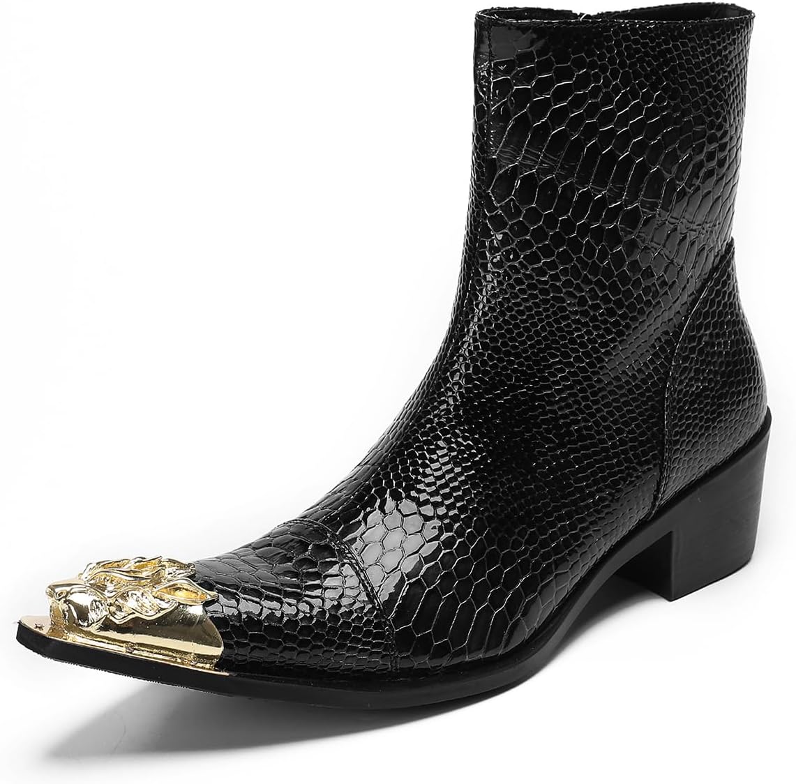 

Мужские ботинки Santimon Chelsea из натуральной кожи с металлическим носком, модные, повседневные, удобные, на молнии, вестерн, черный