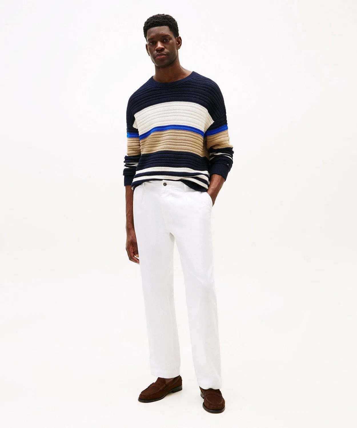Свитер цветоблочный Tommy Hilfiger хлопковый синий — фото 3
