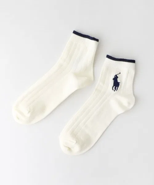 Носки короткие Polo Ralph Lauren с логотипом, из супима хлопка, офф-белый — фото 2