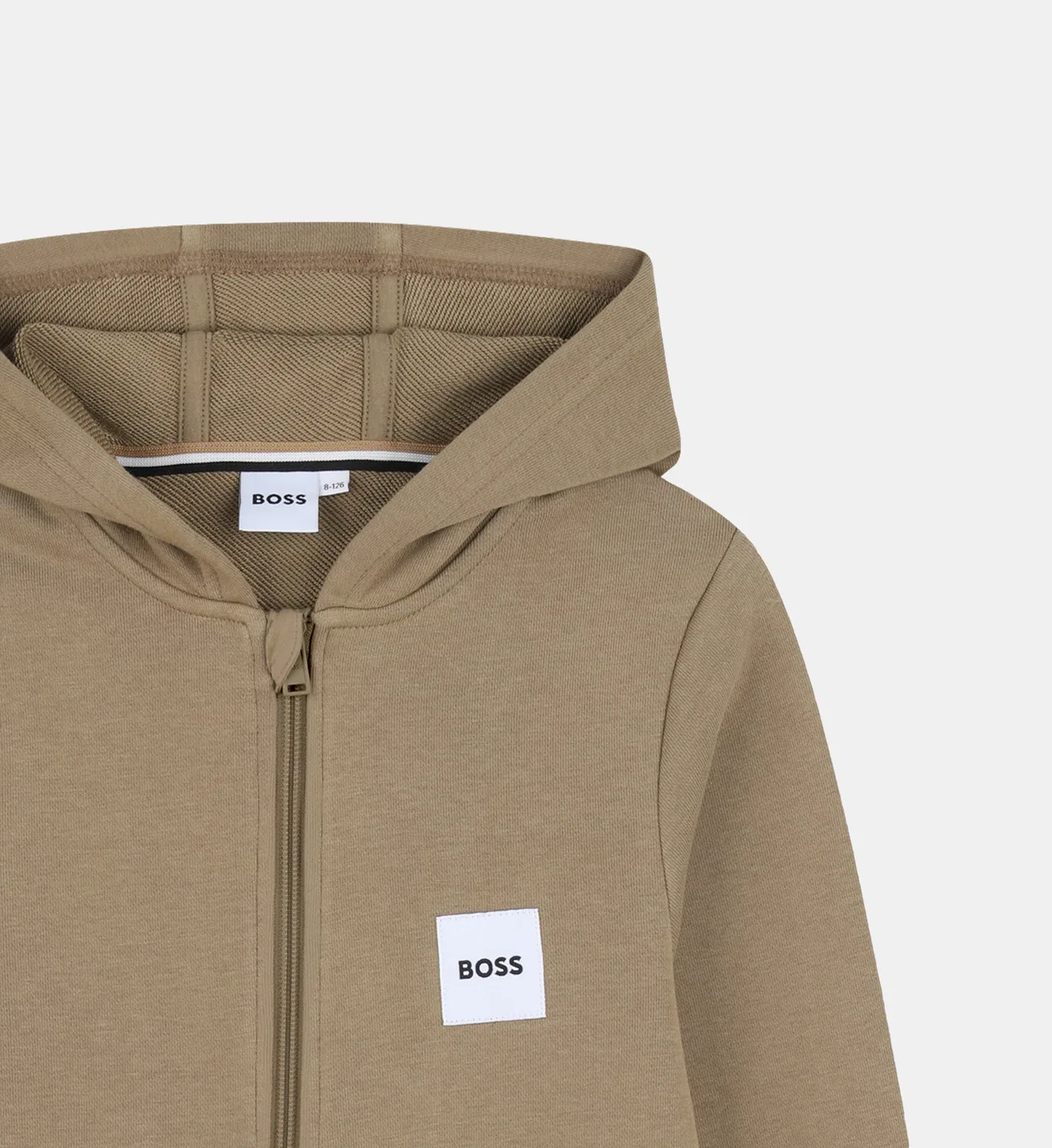Толстовка на молнии с капюшоном Boss Kidswear, бежевый — фото 4