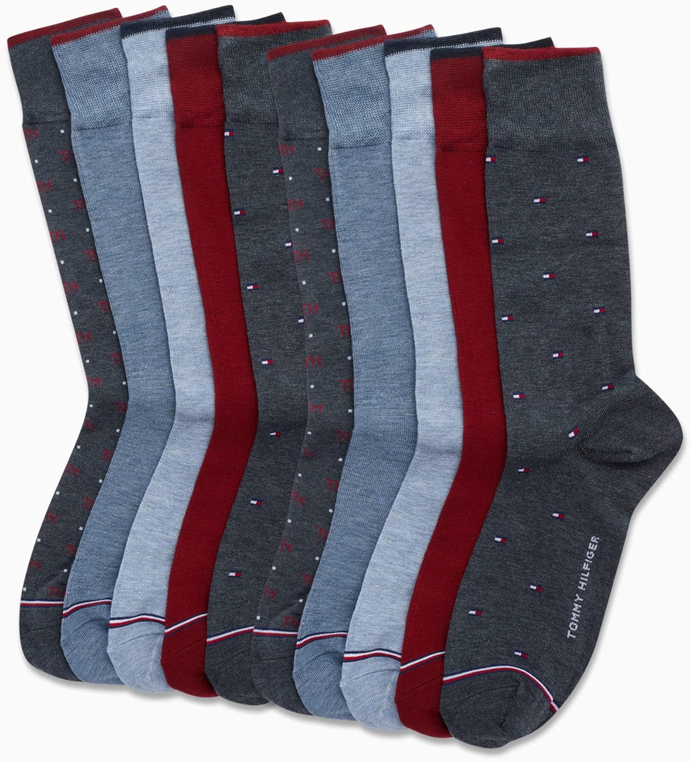 Мужские повседневные носки Tommy Hilfiger из мягкой хлопковой смеси - 10 пар, Denim Assorted — фото 3